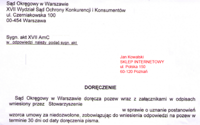 Dostałeś pozew od stowarzyszenia o odnośnie klauzuli niedozwolonej?